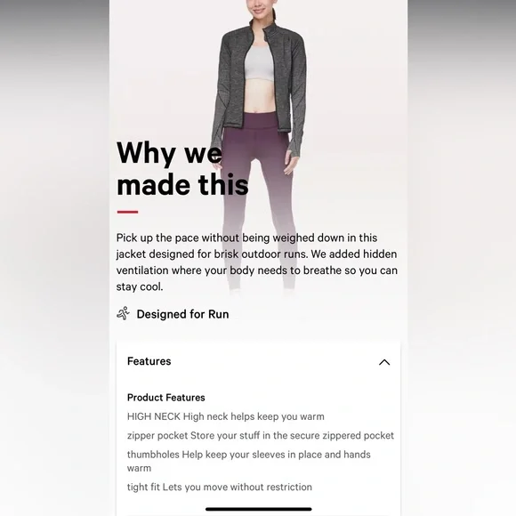 🏃‍♀️ NWOT - Lululemon Ready To Run Jacket Women’s size 6 in grey/black 🏃‍♀️ - Picture 8 of 9